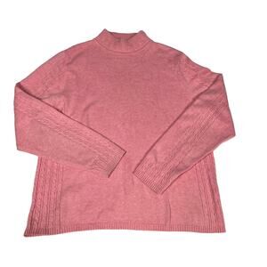 Pendleton Sweater Cable Knit Mock Neck‎ Long Sleeve Pullover Pink Women's XL